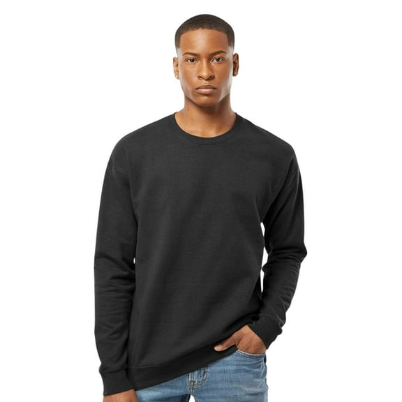 Tultex Men’s Crewneck Long Sleeve Sweatshirt, 80/20 Cotton/Polyester Fleece Winter Sweater (Black, L)