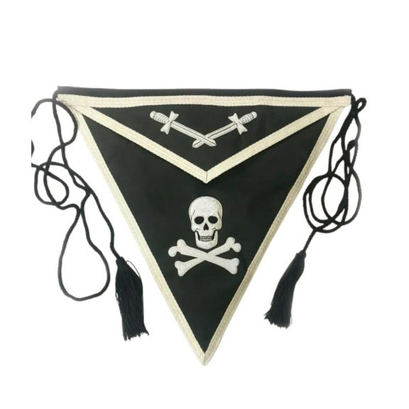 KNIGHTS TEMPLAR COMMANDERY APRON - SILVER BULLION EMBROIDERY | Premium Masonic Apron for Ceremonial Excellence