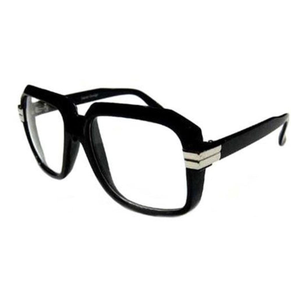 grinderPUNCH Old School Rapper Glasses Clear Lenses Fashion Sunglasses, Black