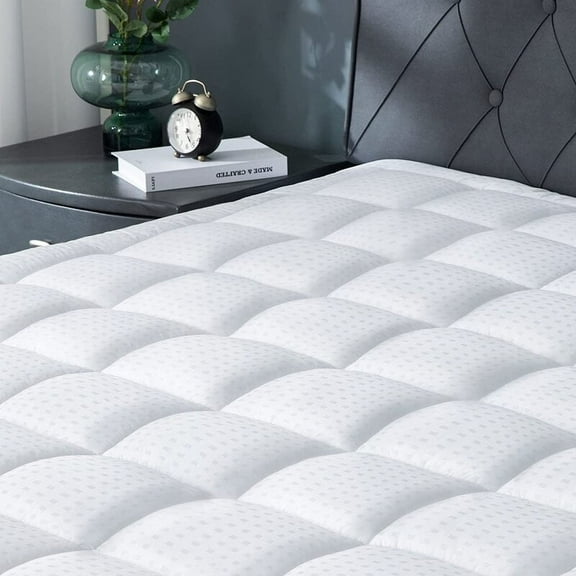 Viewstar Mattress Pad Cooling Cotton Quilted Fitted Mattress Topper Cover,Extra Thick Pillow Top Bed Cover with Snow Down Alternative Fill,6-21" Deep Pocket