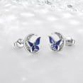thumbnail image 5 of Midir&Etain Celtic Moon Earrings 925 Sterling Silver Butterfly Stud Earrings Irish Celtic Jewelry Gifts for Women Girlfriends Klein Blue, 5 of 8