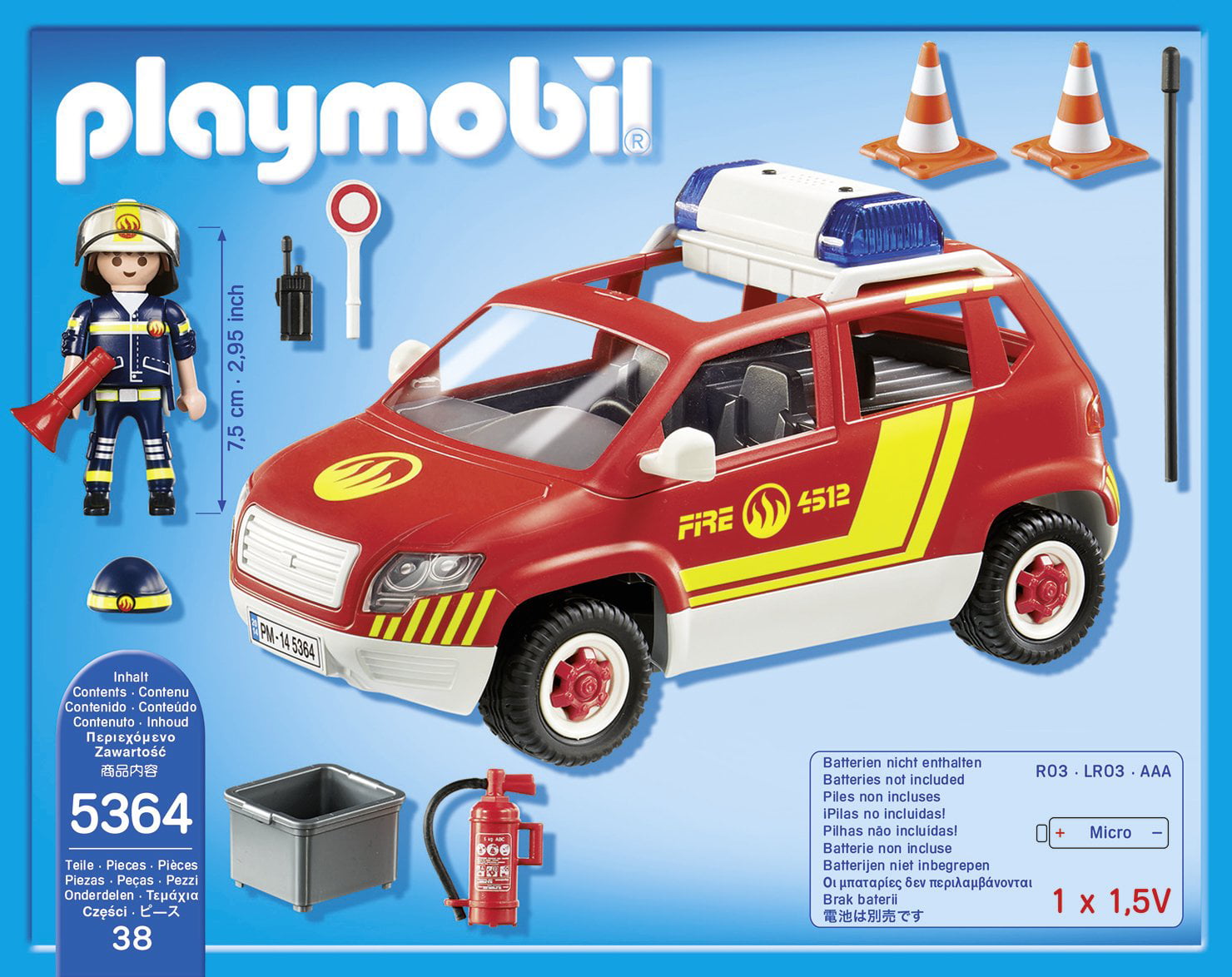 Playmobil City Action Fire Chief's Car With Lights And Sounds Building Set  5364