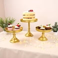 thumbnail image 6 of 3 Pcs Metal Round Cake Stand Set 8“10”12" Cake Display Stand Dessert Cupcake Display Tray for Graduation,Wedding,Birthday,Party,Baby Shower,Anniversary,Ceremony,Christmas (Gold), 6 of 9