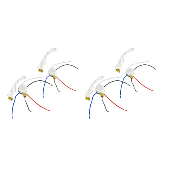 4x Ceiling Fan Pull Switch,ZE-208S E89885 3 Speed 4 Wire Fan Switch Pull Chain Cord Switch Fan Lights Switch Replacement