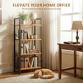 thumbnail image 3 of Atilioo 4 Tiers Bookcase, Wood Bookshelf Tall Display Shelves Storage Organizer for Bedroom, Living Room & Home Office, Yellow, 3 of 9