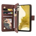 thumbnail image 2 of Allytech 2 in 1 Wallet Case for Samsung Galaxy S23 Plus, Luxury PU Leather Zipper Wallet Kickstand Cover with Card Slots & Lanyard & Photo Pocket, Magnetic Buttons Buckle Shockproof Case - Coffee, 2 of 8