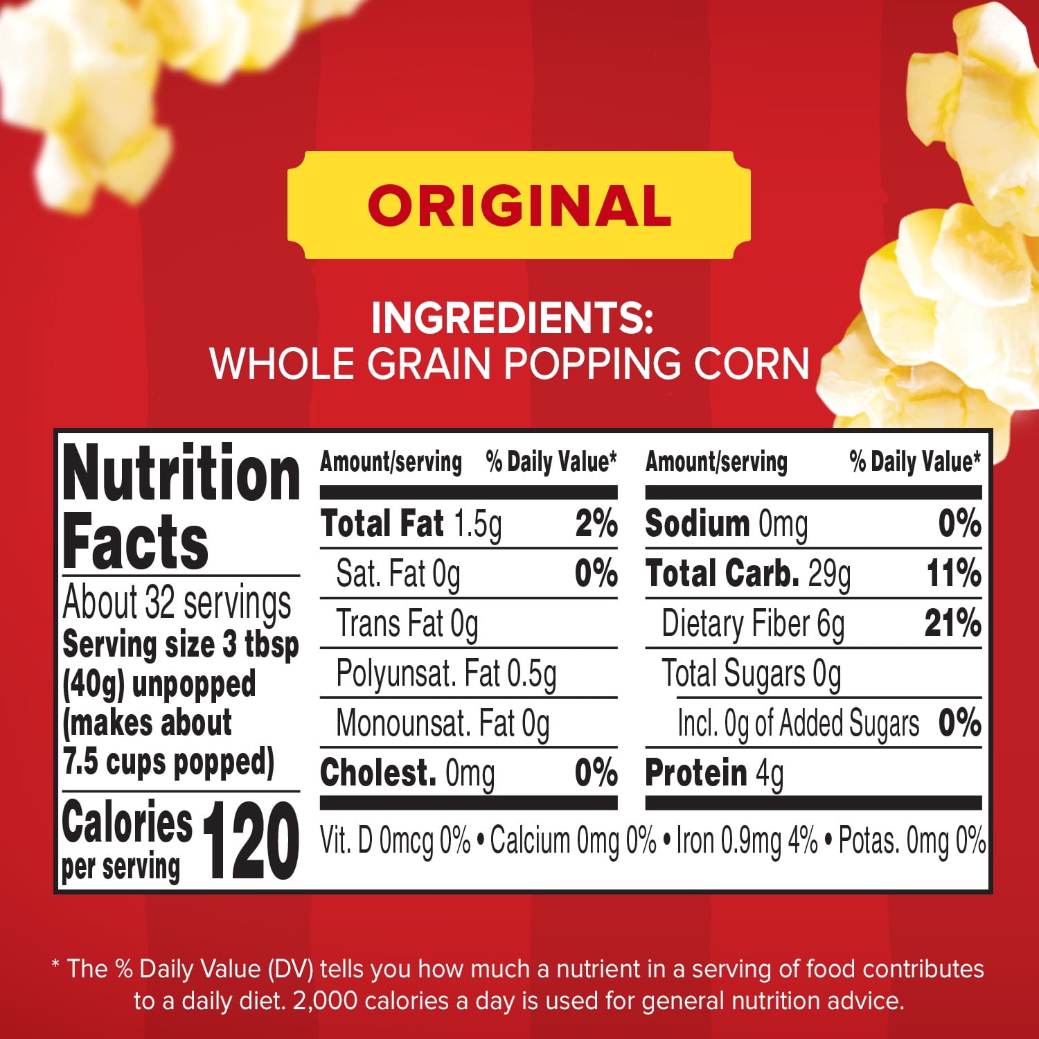 Orville Redenbachers Yellow Popcorn Kernels 45 Oz Jar Walmart
