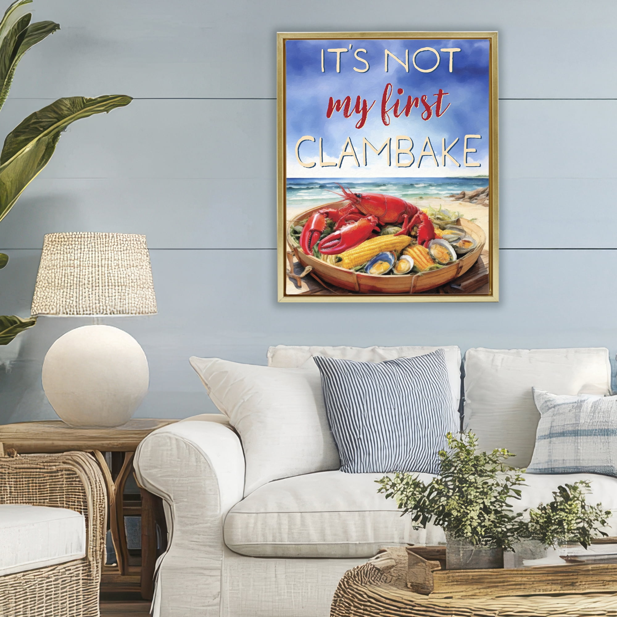 Stupell Industries Not My First Clambake Gold Framed Floater Canvas Wall Art, design by Grotto Studios