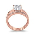 thumbnail image 3 of Three Piece Ring Princess Cut Wedding Set Rose Tone CZ 925 Sterling Silver Size 8, 3 of 4
