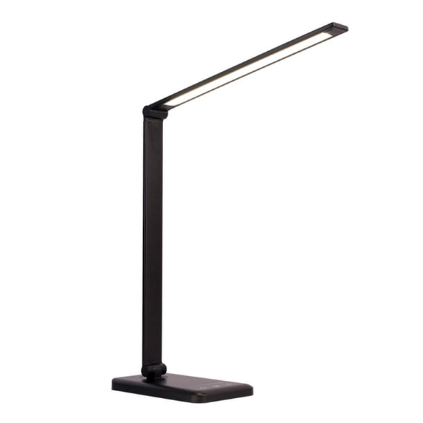 Lámpara de escritorio LED Wilktop, lámpara de mesa regulable, carga inalámbrica de 6 W y puerto de carga USB, lámpara de lectura con protección ocular, 10 niveles de brillo, operación de panel táctil de 5 colores, lámpara de mesa para lectores, oficina (negro) Zhivalor OTTO-HJW-0701