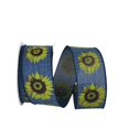 thumbnail image 1 of Reliant Ribbon 93255W-237-40H 20.5 in. 20 Yards Sunflower Linen Day Wired Edge Ribbon, Denim & Yellow, 1 of 1