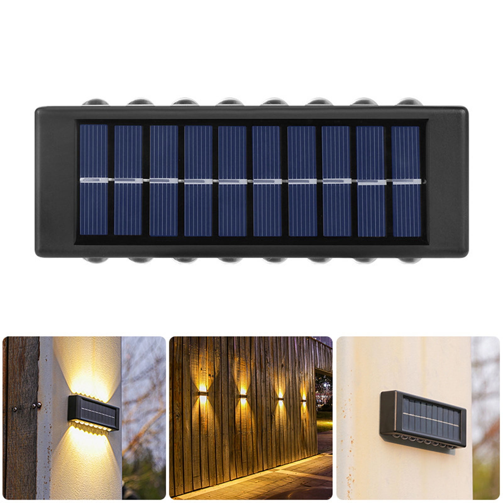 CasaChic 2 Pack Solar Wall Lights, IP65 Up and Down Illuminate, 6H Charging 8-12H Lighting, Home Garden Porch Lights, Driveway Gate Sidewalk Lights, Outdoor Decor Lighting, Solar Wall Sconces