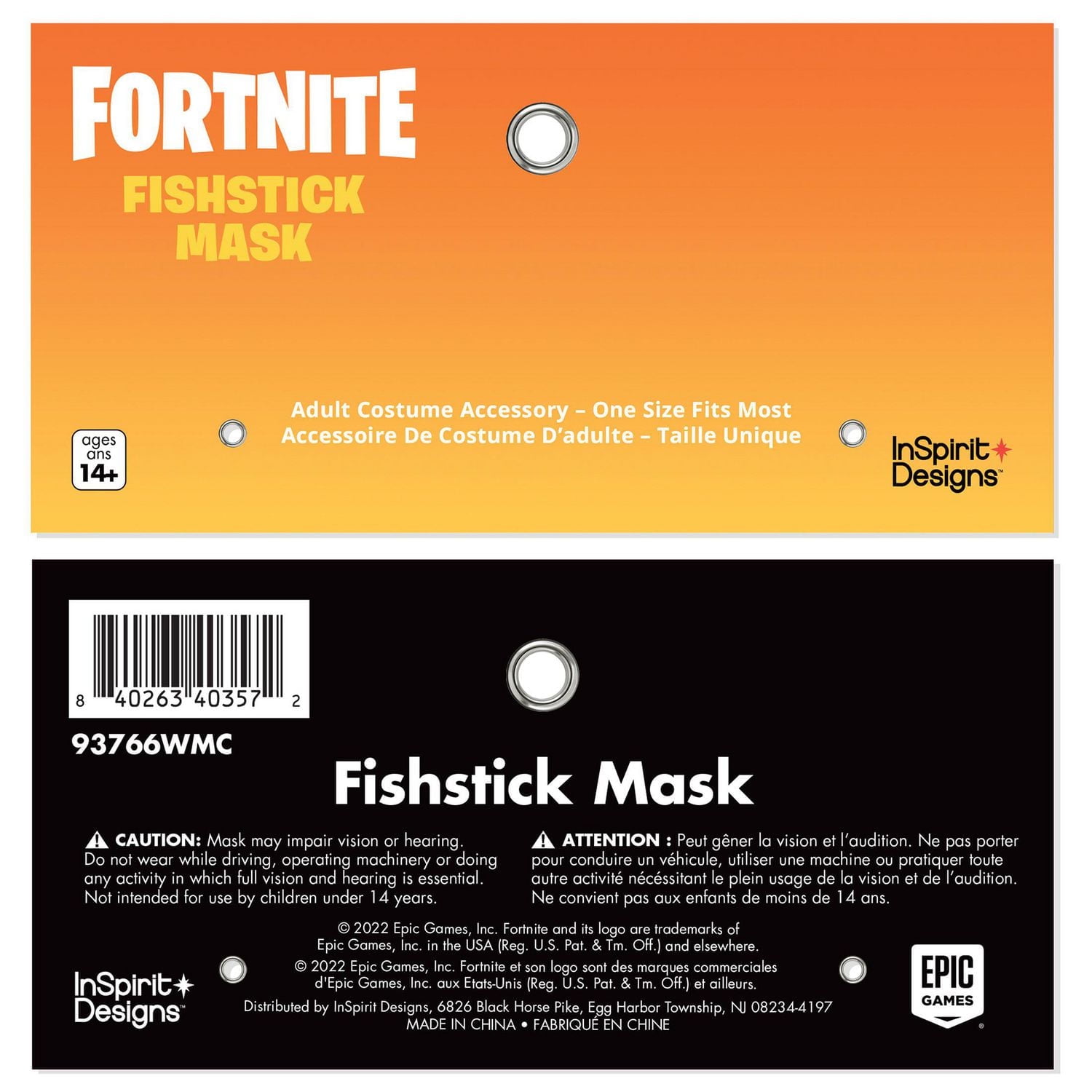 InSpirit Designs Masque d'Halloween pour adulte Fortnite Fishstick sous licence officielle
