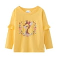 thumbnail image 6 of HILEELANG Girls Long Sleeve Graphic T-Shirts, 3-Pack Soft Cotton Crewneck Tees with Girl, Rainbow and Unicorn Prints, Pink Navy Yellow Sizes 2T-12, 6 of 6