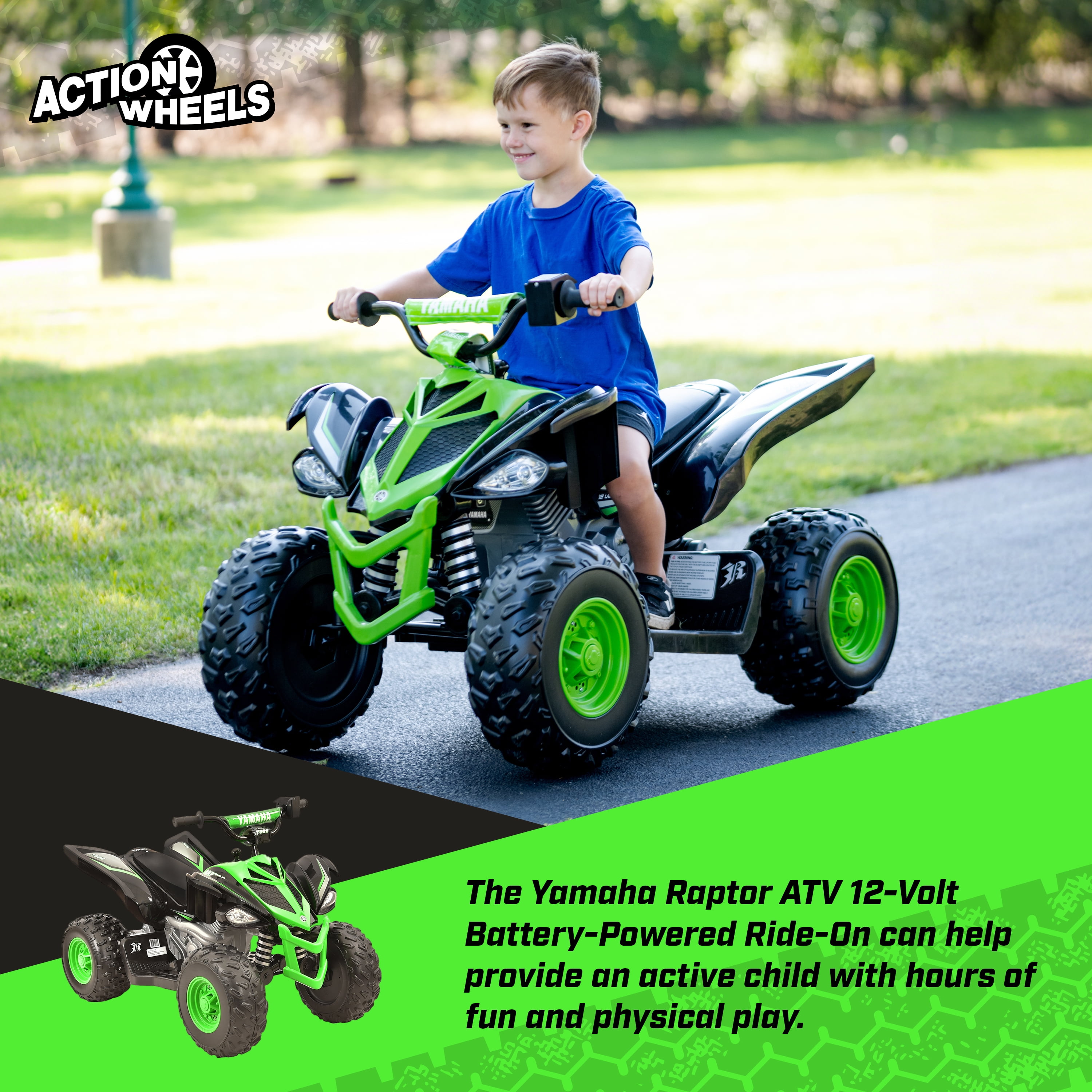 Yamaha 12V Raptor ATV Powered Ride on for Boys Girls Ages 3 up to 5 MPH