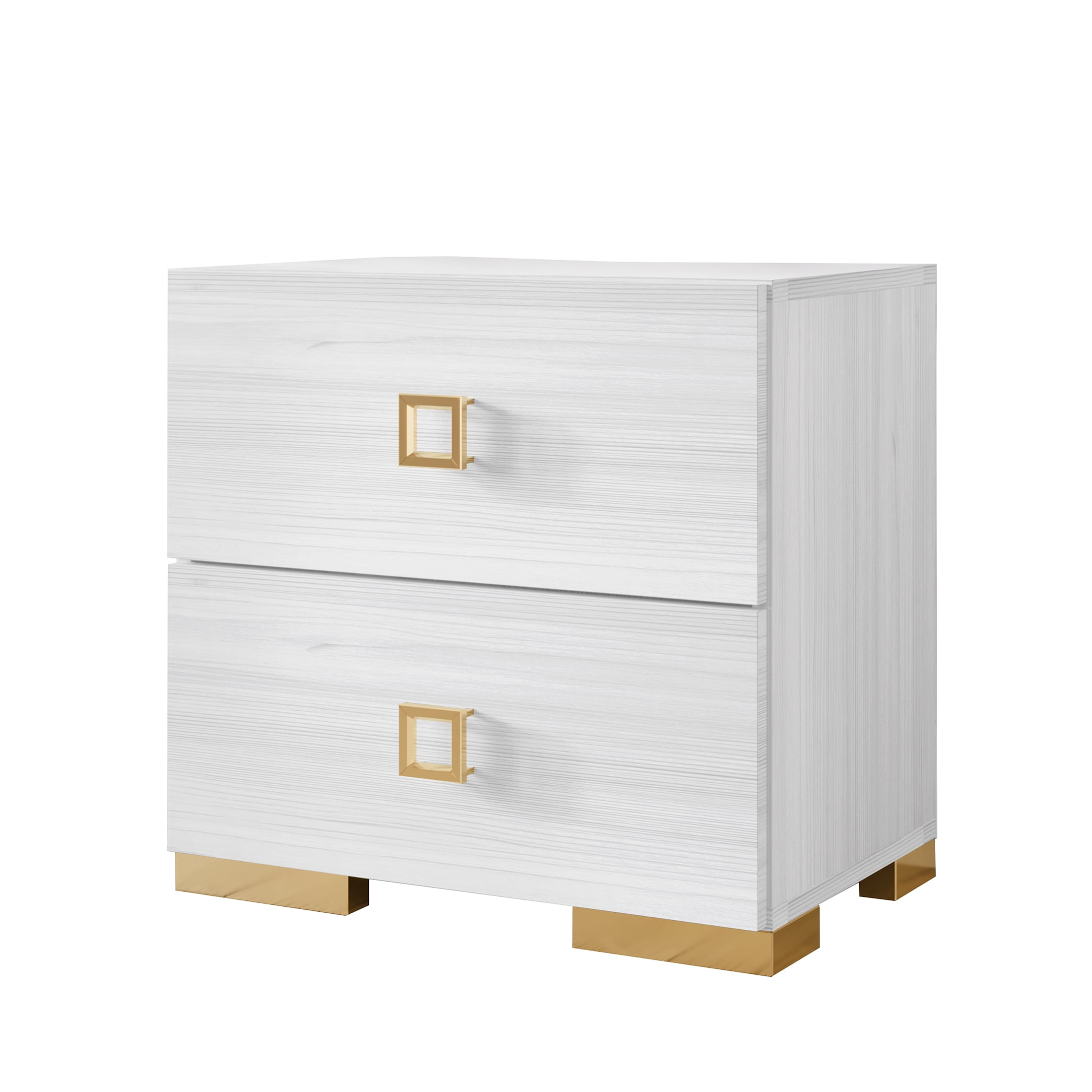 Castle Place Elegant Glow 2 Drawer Nightstand, White