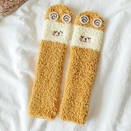 

3 pair Children Adult Stockings Autumn And Winter Fashion Cute Cartoon Animal Thickened Comfortable Floor Socks Non Slip Color Random