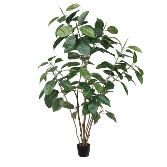 Vickerman 5' Potted Artificial Green Rubber Tree.