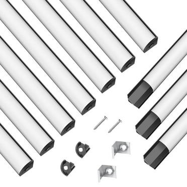 10-Pack LED Channel with Milky White Cover, 3.3FT Aluminum Strip Light Diffuser