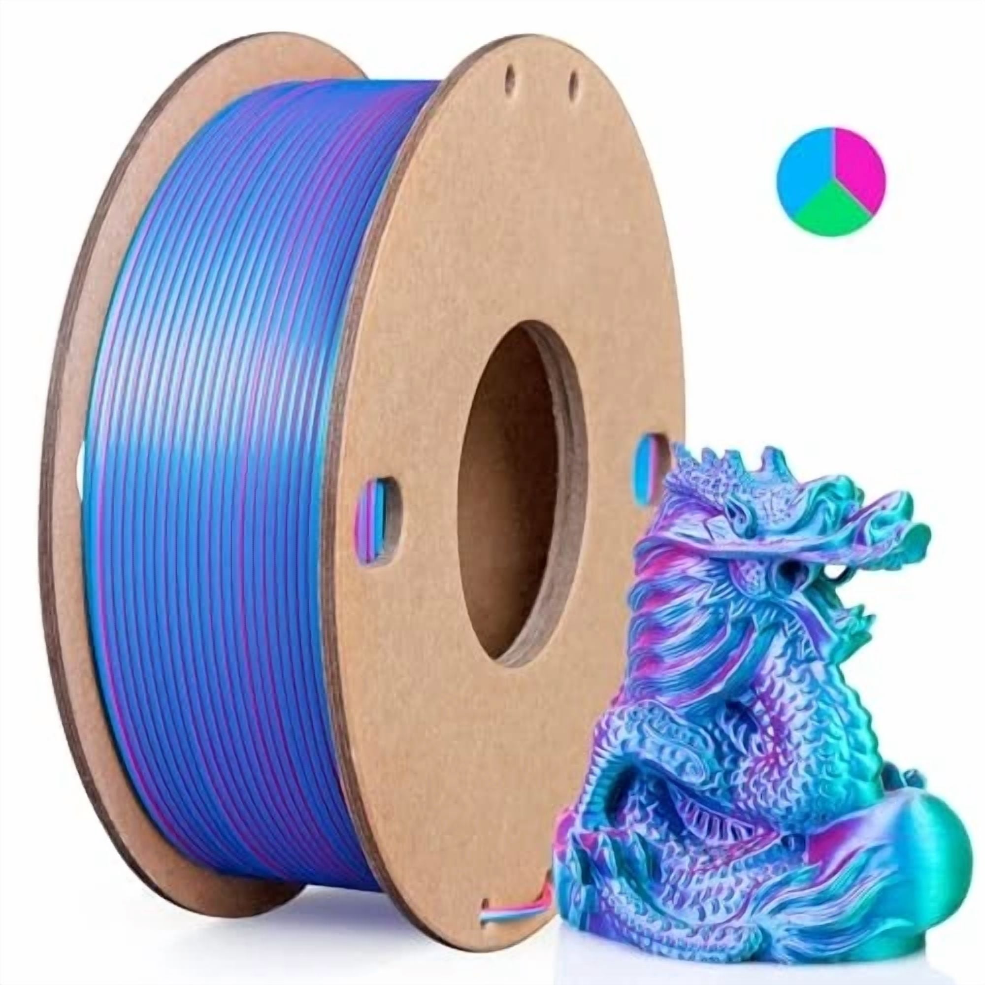 BUTTERFLY- Silk Pla 3D Printer Filament Triple 250G Tri Colors(Rose Red+Sky Blue+Green)