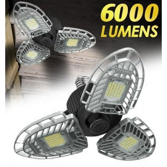 Ultra-Bright Triple Panel Garage and Ceiling Light: 6000 Lumens