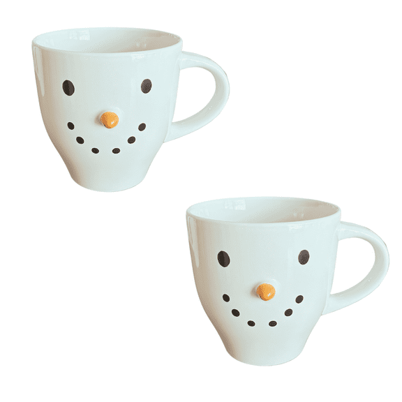 Large Christmas Snowman Stoneware Mug 20 oz Set of 2