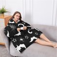 thumbnail image 5 of Oversized Wearable Blanket Hoodie,Black Halloween Bat Spider Pattern Sherpa Blanket Hoodie with Super Pockets,Super Warm Fuzzy Pullover for Women & Men, 5 of 6