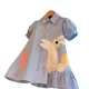 thumbnail image 5 of Novedad de verano, vestido de estilo coreano para niñas, vestido camisero de manga de burbuja de algodón puro, vestido de princesa de conejo de dibujos animados para bebé, falda informal para uso dia, 5 of 5
