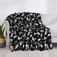 thumbnail image 3 of Zufioo Black White Leaves Print Horizontal Flannel Blanket, Anti-wrinkle, Anti-shrinkage, Anti-allergic Plush Blanket, Household Items Suitable for Bedroom-80"x60", 3 of 6