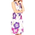 thumbnail image 4 of Sakkas Murni Women's Casual Summer Cocktail Elastic Stretchy Floral Print Dress - W-Purple - One Size, 4 of 5