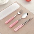 thumbnail image 3 of Stainless Steel Chopsticks Spoon Fork Cutlery Set Ceramic Handle Portable Tableware with Case for Travel Home Camping (Pink), 3 of 7