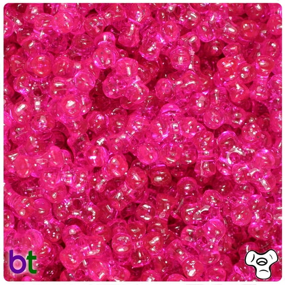 BeadTin Bright Pink Sparkle 11mm TriBead Craft Beads (500pcs)