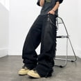 thumbnail image 5 of Men's Wide Leg Baggy Jeans Loose Fit Hip HopY2K Denim Pants Casual Trousers Streetwear, 5 of 6
