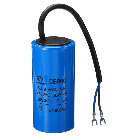 CBB60 50uF Running Capacitor, AC 450V 2 Wires 50/60Hz Cylinder 100x50mm for Motor Start