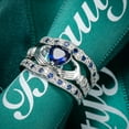thumbnail image 5 of Opvise 3Pcs/Set Women Heart Faux Sapphire Inlaid Stacking Ring Wedding Jewelry Gift, 5 of 7