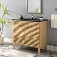 thumbnail image 2 of Sink Vanity Cabinet, Brown Oak Black, Wood, Mid Century Hotel Bedroom Bathroom, Modern Contemporary HB33679, 2 of 9