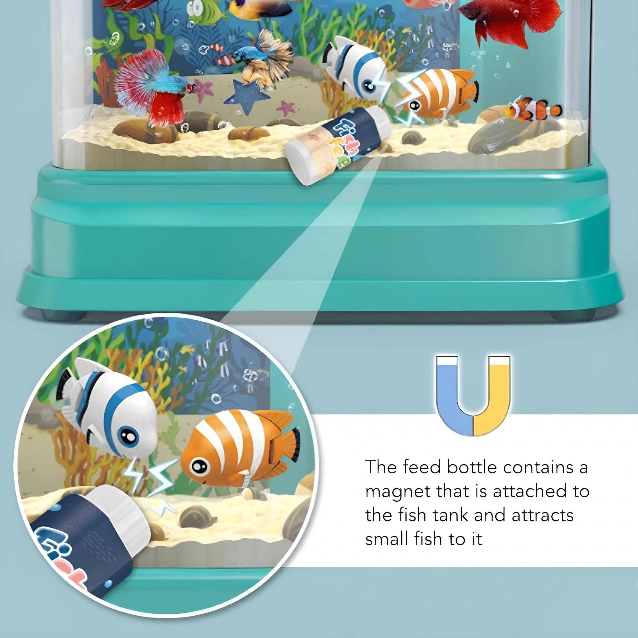 ACDANC Baby Aquarium Toy-Electric Fake Fish Tank Set with 2 Fishing Rods,Music&Led Lights for Toddlers-Perfect Gift for Boys&Girls