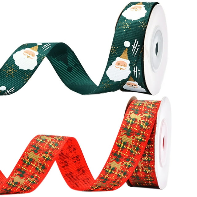 Coofit Ruban de Noël Polyester DIY Réglable Long 30 Pieds Ruban d'Emballage Artisanal