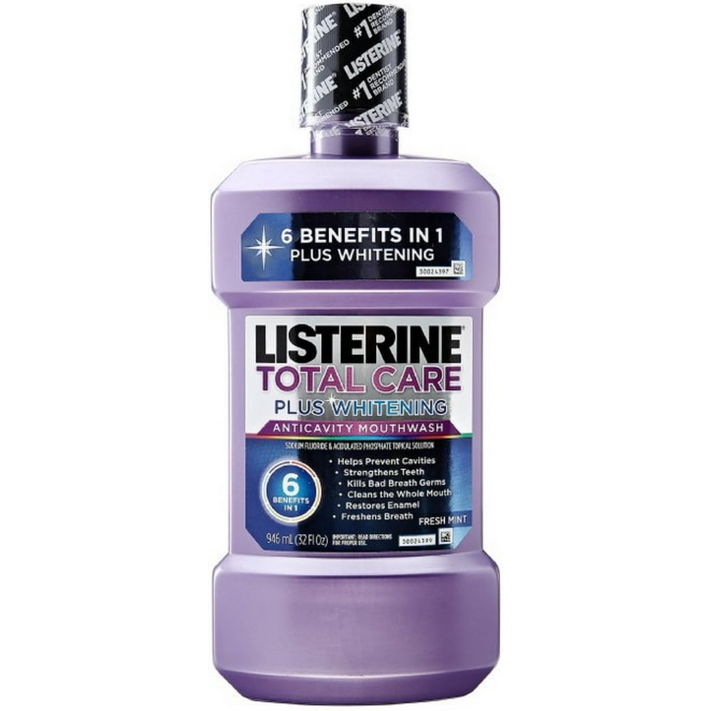 Listerine Total Care plus Whitening Anticavity Mouthwash, Fresh Mint 32 oz (Pack of 4) - Walmart
