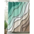 thumbnail image 3 of Green Brown Ombre Waterproof Fabric Shower Curtain, Modern Geometric Abstract Aesthetic Cream Shower Curtain for Bathroom Curtains Bathtubs Hotel Washable Shower Curtains with 12 Hooks Small 36x78in, 3 of 6