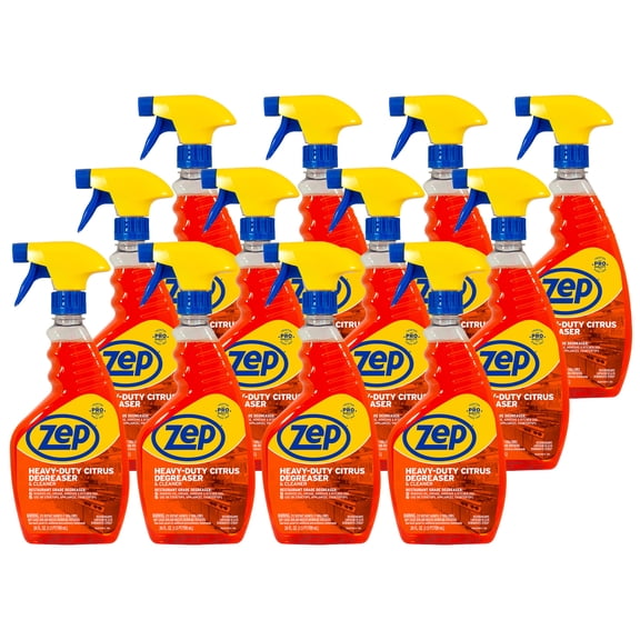 Zep Heavy-Duty Citrus Degreaser and Cleaner - 24 oz (Case of 12) ZUCIT24 - Restaurant Grade Degreaser and Cleaner Removes Oil, Grease, Adhesive, and Kitchen Soil on Stovetops, Appliances,