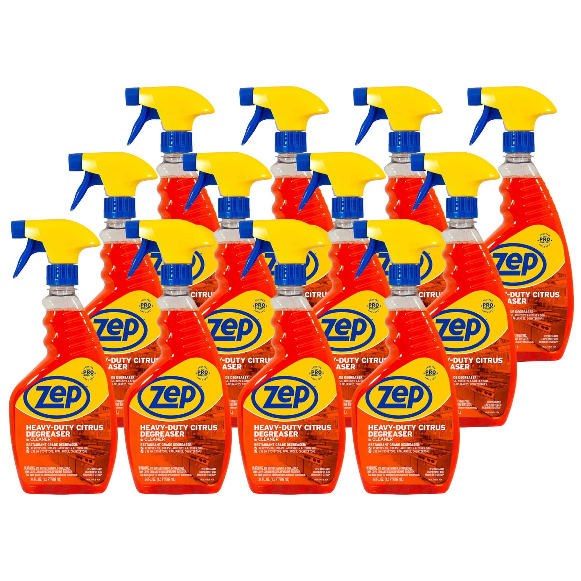 Zep Heavy-Duty Citrus Degreaser and Cleaner - 24 oz (Case of 12) ZUCIT24 - Restaurant Grade Degreaser and Cleaner Removes Oil, Grease, Adhesive, and Kitchen Soil on Stovetops, Appliances,