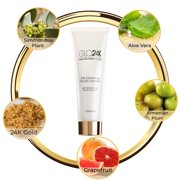 GLO24K Exfoliating Facial Cleanser with 24k Gold, Anti-Aging Microdermabrasion with Vitamins C and E