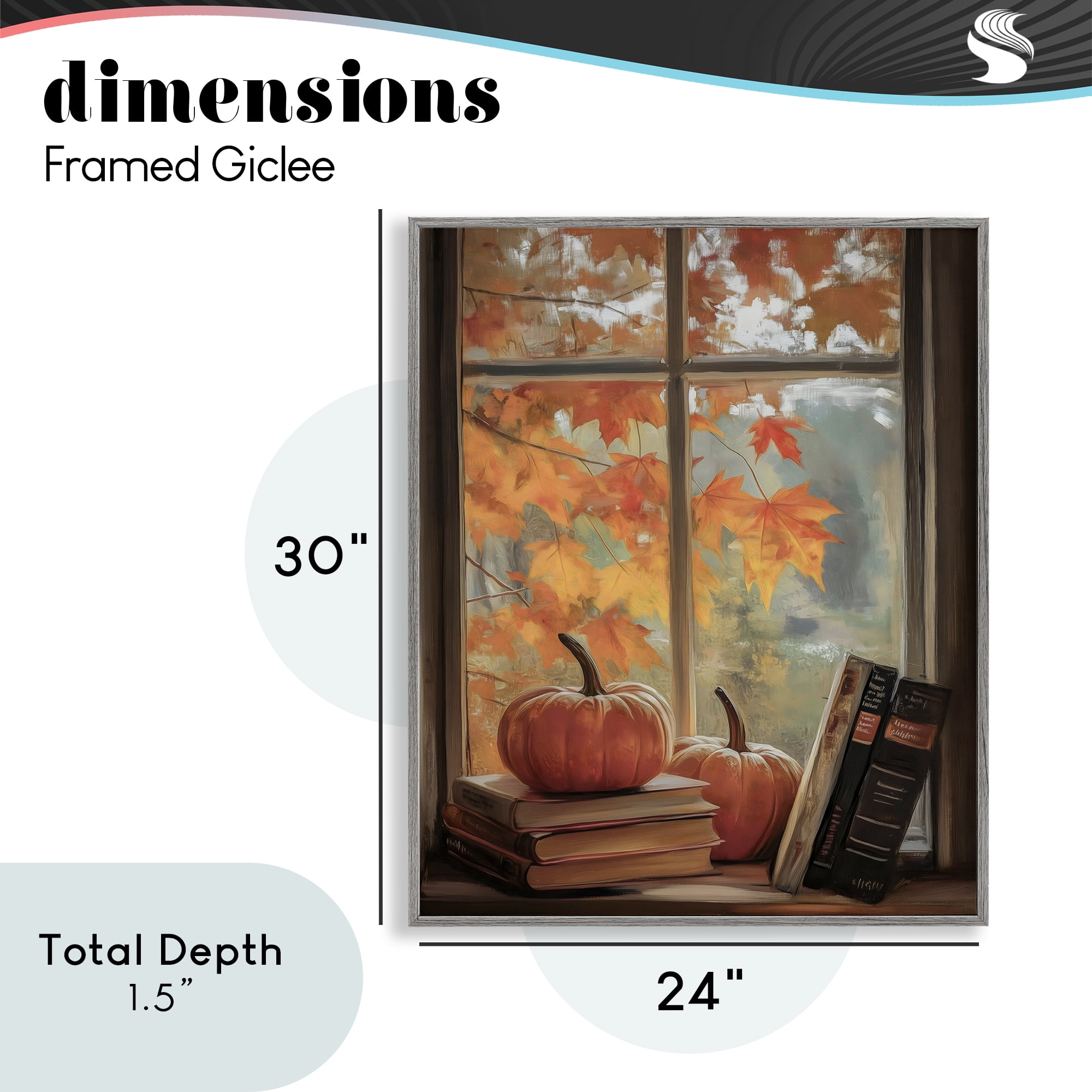 Cozy Fall Window Books Gray Framed Giclee Art, design by Arlington Prints