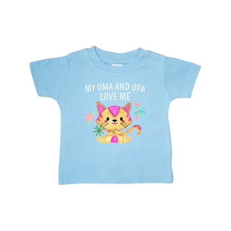

Inktastic My Oma and Opa Loves Me with Cute Kitten and Flowers Gift Baby Boy or Baby Girl T-Shirt