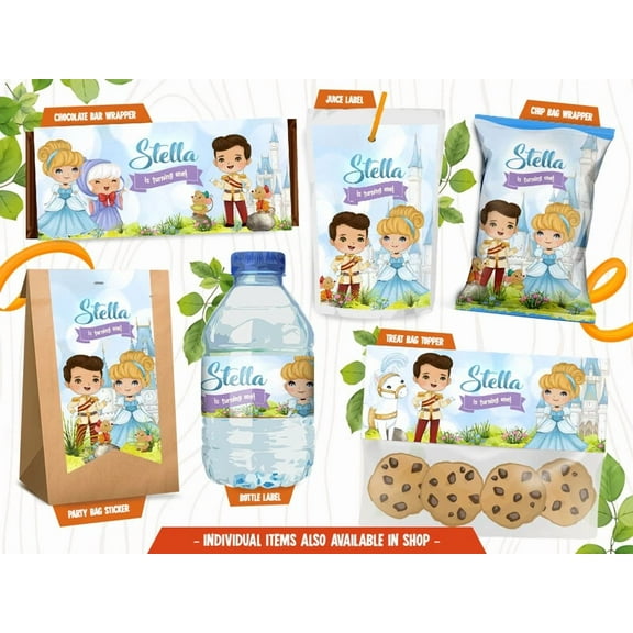 Cinderella Digital Birthday Bundle, Princess Party Bundle, Party Pack- You Print