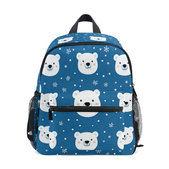 FORMRS School Backpack with Front Zippered Pocket 12" Elementary Student Travel Daypack, Blue Polar Bear