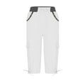 thumbnail image 5 of QATAINLAV Cargo Capri Pants for Women Drawstring Elastic Waist Summer Casual Cropped Trousers Knee Length Tie Knot Bottom Capris with Button Pockets White XL, 5 of 7