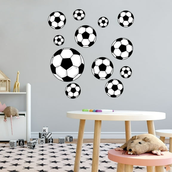 Sports Wall Decals for Boys Bedroom - Soccer Balls on White Background DIY & Creativity Boy Girl Bedroom Wall Sticker - Size: 20 In x 20 In