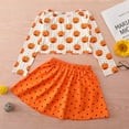 thumbnail image 2 of Mercatoo Toddler Baby Girls Halloween Clothes Set Pumpkins Prints Long Sleeve Shirt Polka Dots Skirt 2pcs Set Girls Outfits, 2 of 9